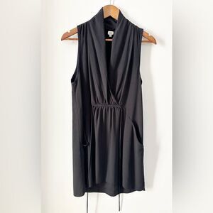 Wilfred Aritzia Sabine Black V Neck Faux Wrap Tie Back‎ Dress Pockets Medium